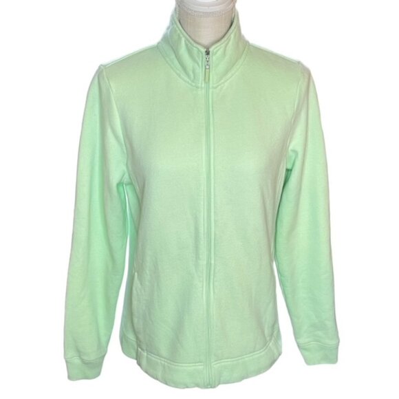 IZOD Lime Green Full Zip Fleece Jacket - Size Small Petite - Picture 1 of 6